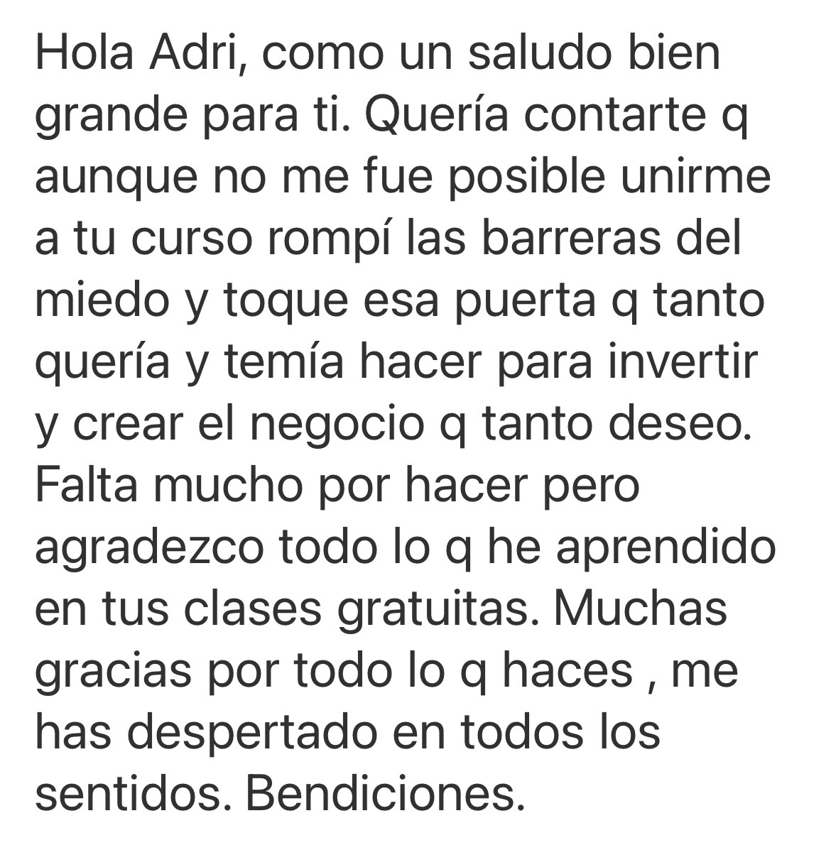 Testimonio real de una participante
