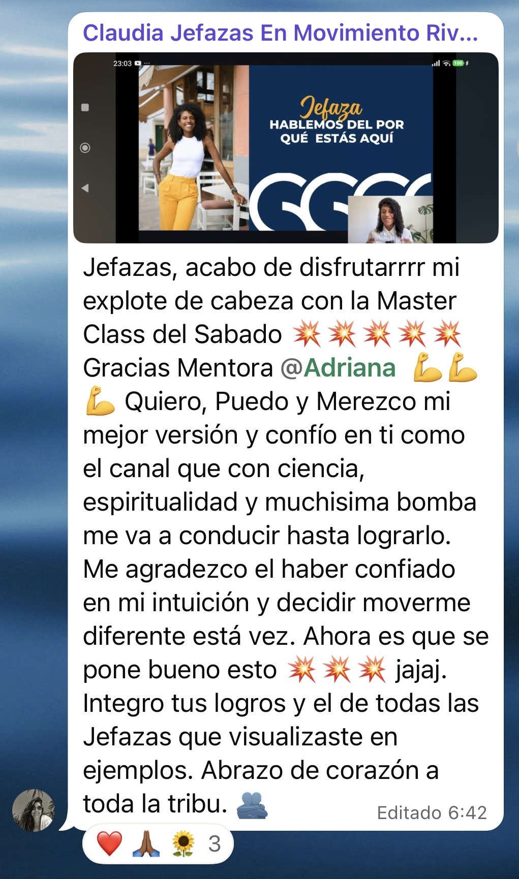 Testimonio real de una participante